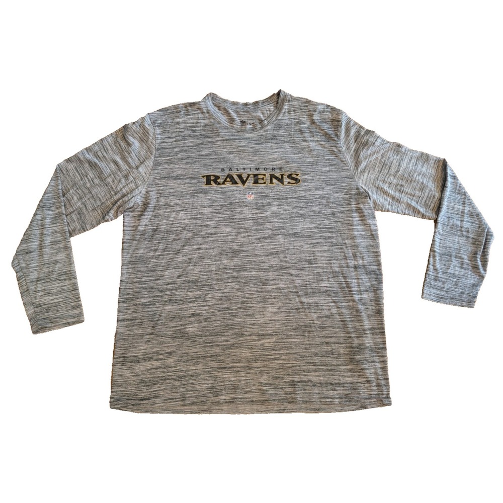 Nike NFL Baltimore Ravens Dri-FIT Long Sleeve Tee Football T-Shirt Gray XXL 2XL